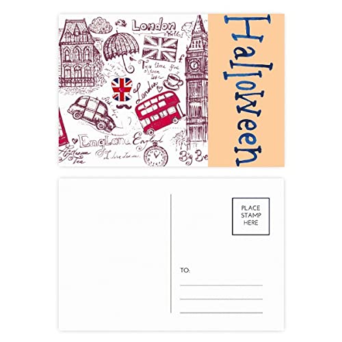 Cartes postales Big Ben et bus lot de 20 avec drapeau anglais