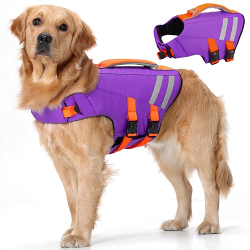 Lelepet LeLePet Dog Life Jacket, High Flotation Swim Vest for Dogs XXL Purple