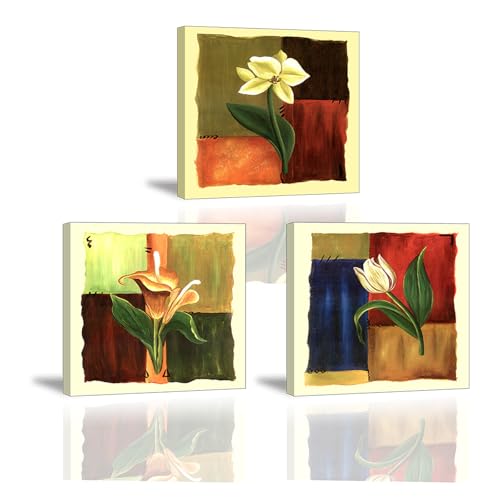 Piy Painting 3 Pieces Abstract Colourful Canvas Wall Art, Canvas Pictures For Living Room, Flowers Artwork Print Paintings, Wall Pictures For Bedroom Bathroom Office Kitchen Home Decorations 12x12 in