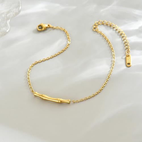 Image of 18K Gold Plated Anklets for Women Dainty Non Tarnish Ankle Bracelets Cuban Link Chain Anklets Layered Heart Beads Rhinestone Anklet Trendy Foot Jewelry