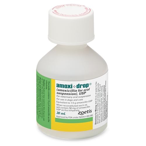 Amoxi-Drop (amoxicillin for Oral Suspension) for Dogs & Cats 50 mg 30 mL 1 Bottle