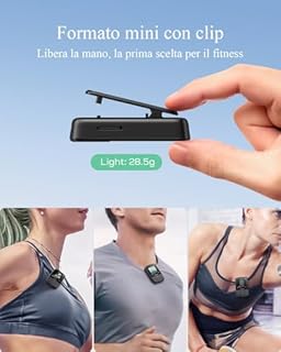 64GB Lettore Musicale con Bluetooth 5.2, Mini MP3 Sportivo Portatile con Clip, Suono HiFi Senza Perdita, Radio FM, Cronometro, Registratore, Contapassi, Ecc., con Auricolari, Bianco