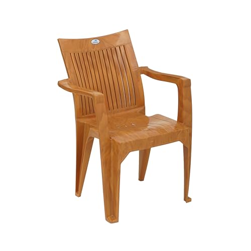 Image of Nilkamal CHR2209 Plastic Mid Back Chair |Set of 4|Stackable Chair|for Home, Dining Room, Bedroom, Kitchen, Living Room, Office, Outdoor, Garden |Pear Wood