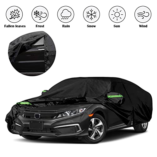 Image of Waterproof Car Cover Replace for 2011-2025 Honda Civic Sedan, 6 Layers All Weather Custom-fit Car Cover with Zipper Door & Windproof Bands for Snow Rain Dust Hail Protection