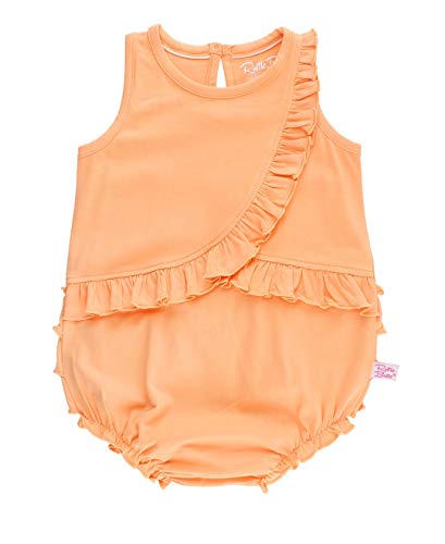 Image of RuffleButts® Baby/Toddler Girls Melon Ruffle Detail Romper - 6-12m