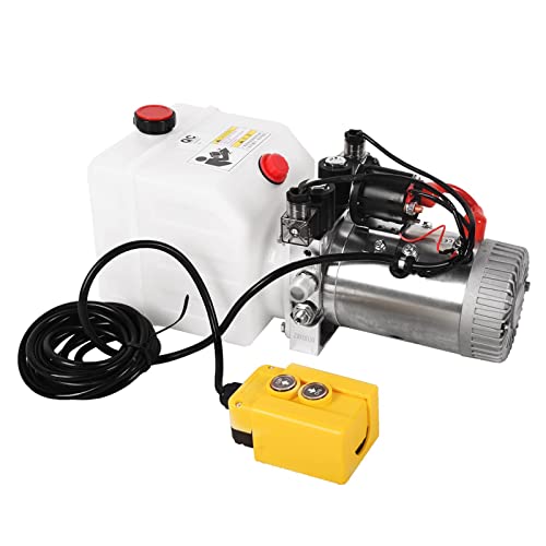 Image of 12V Hydraulic Power Unit 3200 PSI, Double-Acting Hydraulic Pump for Dump Trailer & Car Lifting