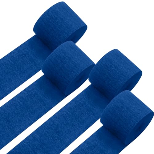 patypire Navy Blue Crepe Paper Streamers 4 Rolls 328ft Pack of Party Streamers for Party Decorations Crepe Paper for Birthday Baby Shower Wedding Party Decorations (1.8 Inch x 82 Ft/Roll)