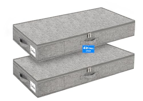 Image of punemi 4 in High Sturdy Low Profile Under Bed Storage, 2 Pack, Grey