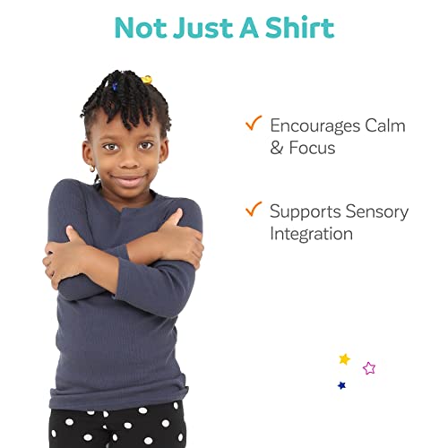 Fun and Function Ribbed Hug Tee - Short Sleeve, Gentle Compression Shirt for Boys & Girls - Sensory Shirt, Navy4