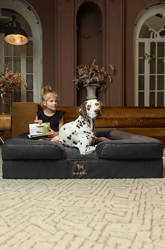 Image of NOAH & PAW XL Dog Bed, 45x35x11 Inch, Orthopedic Large Dog Beds, Eggshell Memory Foam Infused with Cooling Gel, Inner Cover, Water Resistant, Machine Washable (Faux Leather)