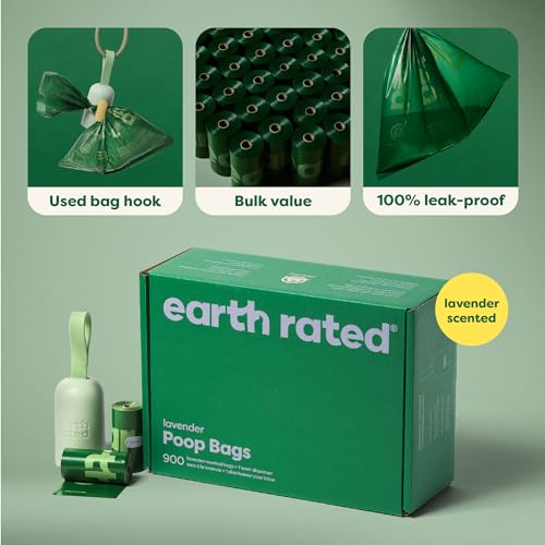 Earth Rated (A Canadian Company), Dog Poop Bag Holder with Dog Poop Bags Rolls, Durable and Guaranteed Leakproof, Lavender Scented, 1 Dispenser and 900 Bags - Image 7