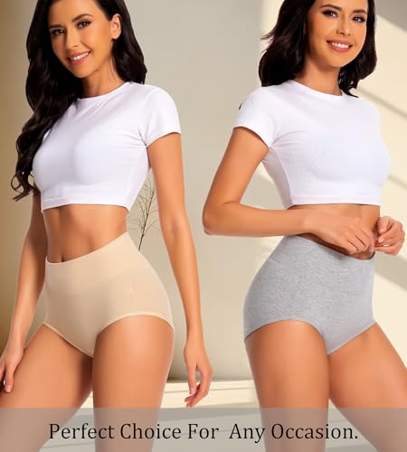 Womens Cotton High Waisted Underwear Full Coverage Panties Ladies Briefs Multipack (Regular & Plus Size)3