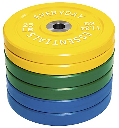 Image of BalanceFrom Everyday Essentials Color Coded Olympic Bumper Plate Weight Plate with Steel Hub, Pairs or Sets