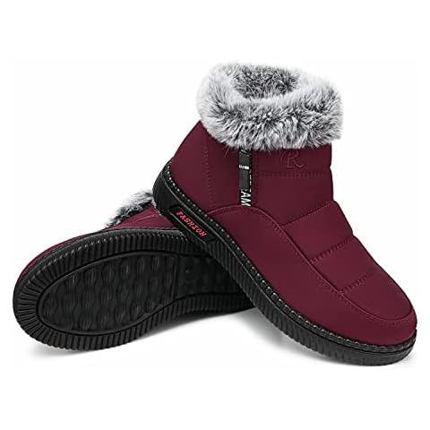 TEMOFON Womens Snow Boots Winter: Warm Ankle Waterproof Booties Slip On Walking Outdoor Fur Lined Shoes for Women Size 9 Cover