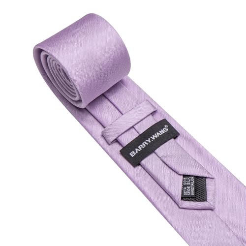 Image of Barry.Wang Plain Men Silk Ties Extra Long Satin Necktie for Wedding Business Handkerchief Cufflinks Set Solid Colors