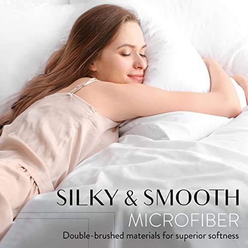 Danjor Linens Bed Sheet Set Cal King for Hot Sleepers, Hotel Premium Sheets with 4 Pillowcases, Lightweight Brushed Microfiber Deep Pockets, Breathable Cooling 6 Piece Bedding Sets, Taupe