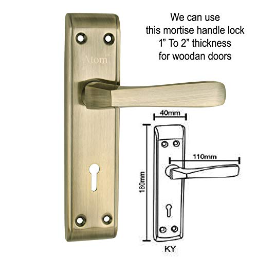 Image of Atom Heavy Duty Mortise Door Lock for Bedroom, Living Room, Main Door, Brass Antique Finish | 3 Keys | 6 Lever Double Stage Lockset for House Hotel Office(1002KY)
