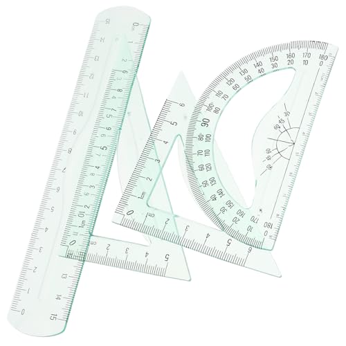 MINAOLULUS 学定規 学校用軽量ポータブル測定器具 描画用三角定規 量角器付き 文房具バッグ収納可能 男子向け学習ツール