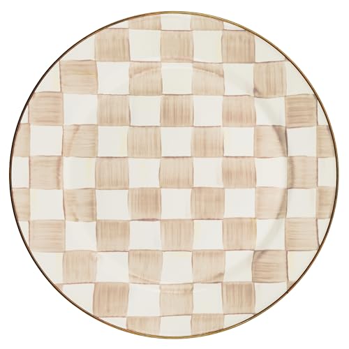 Image of MACKENZIE-CHILDS Enamel Charger Plate, Brown-and-White Mocha Check