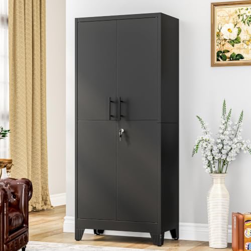 Image of GAIOUS 71 inch Tall Metal Pantry Storage Cabinet with Lock, File Cabinet Black