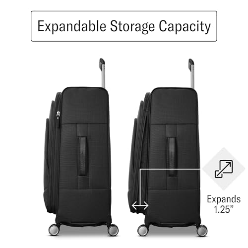Image of Samsonite UpLIFT Lightweight Medium Checked Softside Luggage with Spinner Wheels - Expandable - Airline-Approved, Polyester Soft Suitcase for Ultra Light Travel - Black