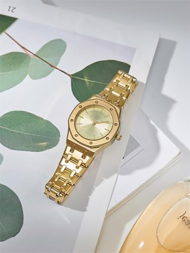 Image of French Connection Octa Edge | Analog | Champagne Sunray Dial | Gold Stainless Steel Strap | Watch for Women - FCB25GM
