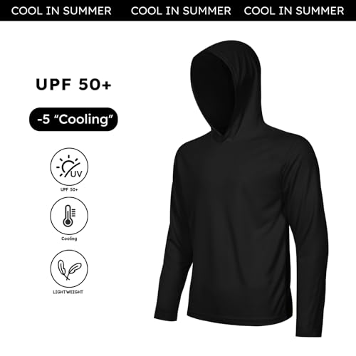 Image of 5 Pack Men's UPF 50+ Sun Protection Hoodie Shirts Long Sleeve Shirts Quick Dry Lightweight for Running Workout Hiking Fishing