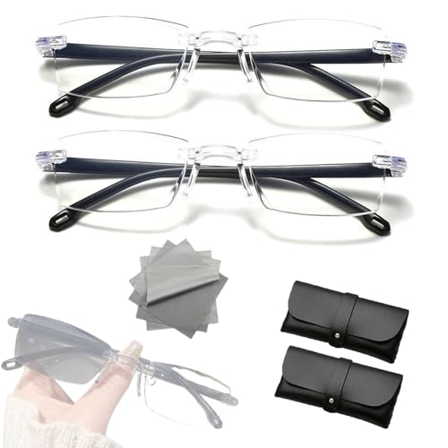 Competeend Color-Changing Anti-Blue Light Presbyopia Glasses, Qatteeey Intelligent Zoom Anti Blue Light Presbyopia Glasses (2set)