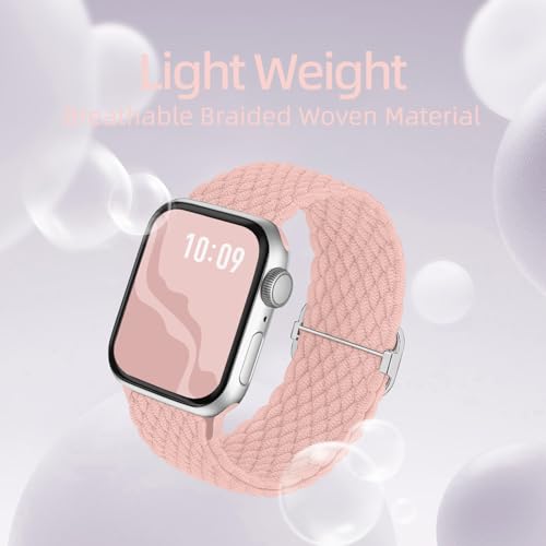 Image of 4 Pack Braided Stretchy Bands Compatible with Apple Watch 40mm 41mm 38mm 42mm 44mm 45mm 46mm 49mm Women Men, Breathable Nylon Elastic Daily Use Straps for iWatch Series 11 /10 9 8 7 6 5 4 3 SE /Ultra 2