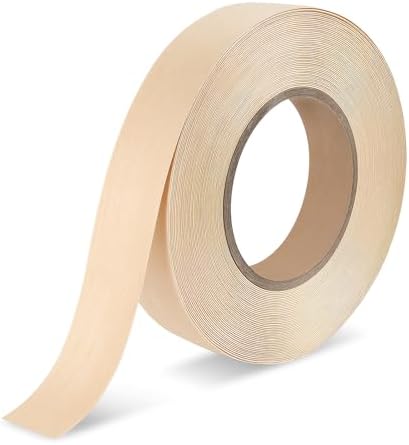 BEVTEE Wood Edge Banding 7/8 in × 50 ft, Iron on Birch Plywood Veneer Roll | Paintable, Heat Melt Adhesive Pre-Glued, Real Wood Tape Strip, Smooth Surface, Repair Furniture, Peel and Stick, Bendable