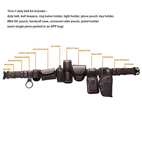 ROCOTACTICAL 10-in-1 Police Duty Utility Belt Rig, Sentinel Duty Web Belt, Modular Law Enforcement Duty Belt with Pouches-Handcuff Case, Radio Pouch, Pistol Holster, Light Holder, Medium