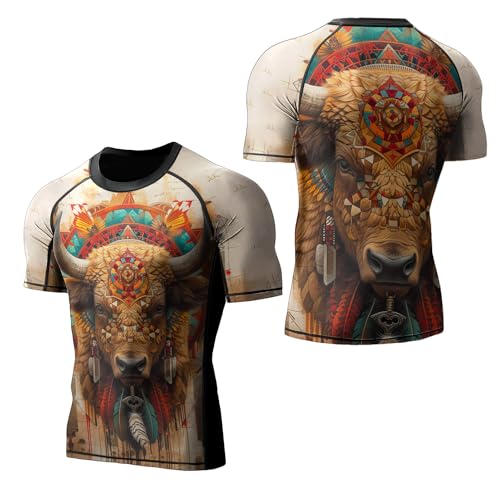Compression Shirt Print 3D Never Fade Rash Guard, Mens Rash Guard Short Sleeve Gift On Birthday3