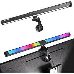 Lampara Pared Xiaomi Quntis Lampara Led Monitor RGB, 40cm USB Lámpara de Ambiente de Monitor con 15 RGB Modos, 3 Brillo y 3 Temperatura de Color ajustables Protección Ocular Barra de Luz de Monitor Control Táctil