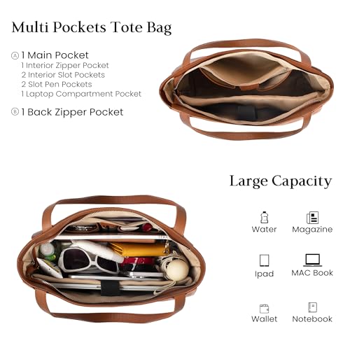 befen Genuine Leather Tote Bag for Women Work, Women's Leather Shoulder Bags Purses Satchel Handbags with Laptop Compartment4