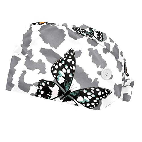 Chapeaux bouffants 2PCS casquette travail ajustables bandeau anti-transpiration papillons