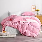 NTBAY Queen Duvet Cover Set, 1 Duvet Cover and 2 Pillow Shams, Soft Brushed Microfiber Comforter Cover with Zipper Closure, Pink