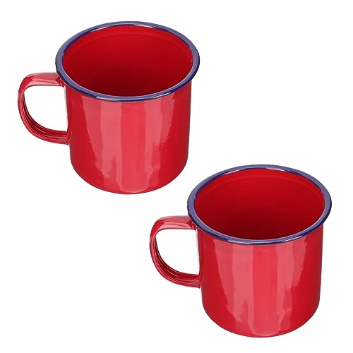 OFFSCH Taza De Esmalte 500 Ml 2 Piezas Rojo Recipiente Para Agua Material Esmaltado Diseño Retro Para Hogar y Oficina OFFSCH Taza De Esmalte 500 Ml 2 Piezas Rojo Recipiente Para Agua Material Esmaltado Diseño Retro Para Hogar y Oficina