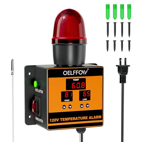 120V Temperature Alarm Controller with 105dB Sound and Light Alert