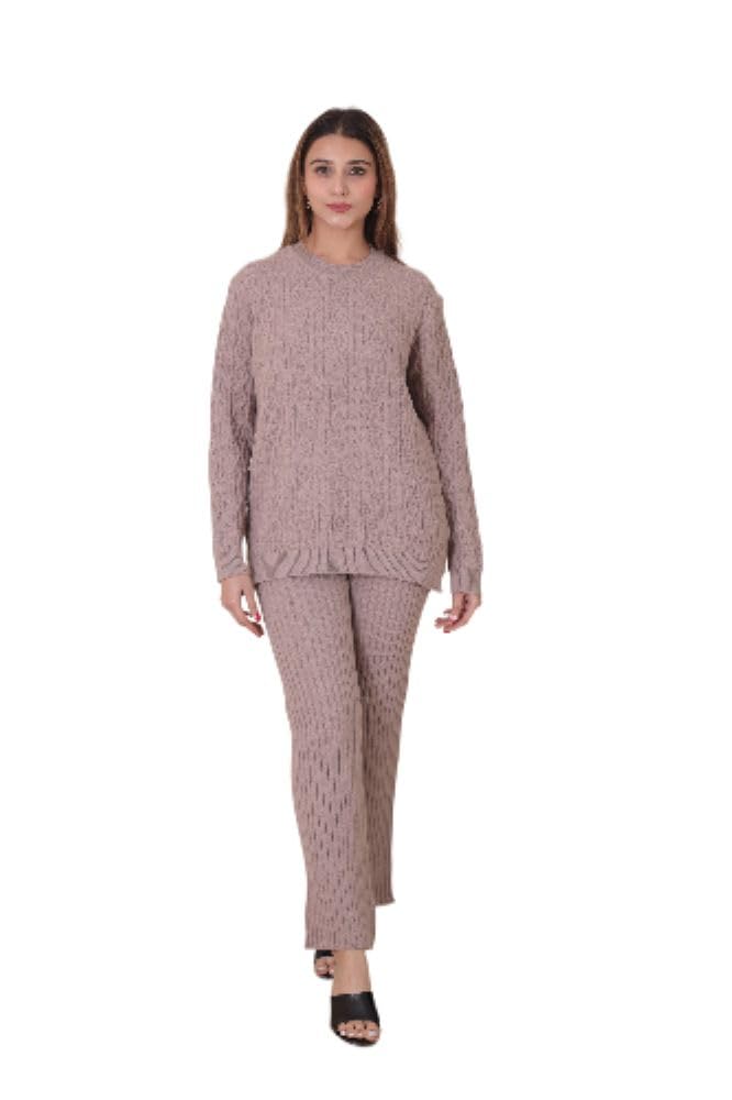 manera Premium Women's Winter Woolen Knitted Designer Cord Set, Black Textured Sweater with Pants, 2 Piece Outfit, Style #2526-picture-20