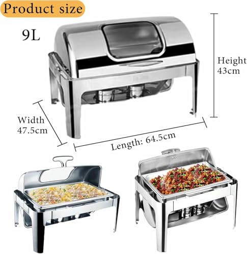 Chauffe-plat buffet 9L rectangulaire avec dépôt eau et combustible pour traiteur - 8