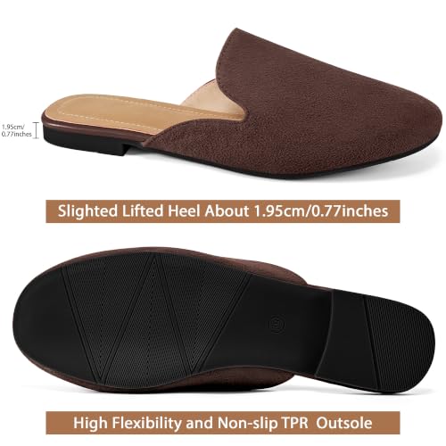 Image of Ecetana Mules for Women Flats Shoes: Comfortable Slip On Casual Work Slides Round Toe Backless Loafers