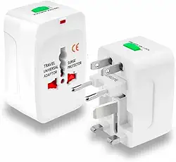 Adaptador de Tomada Universal Para Viagem Padrão Internacional Europa UK Asia EUA JP AU EU Europeu 3 Pinos Mais de 150 Países Bivolt Trava de Segurança Portátil Ajustável PREMIUM