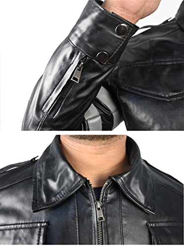 VearFit Residents Evils SuperHero Black Pu Faux Leather Jacket for Men Movie Hero3