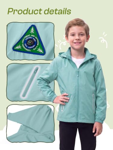 Image of SaphiRose Kids Waterproof Rain Jacket Mesh Lined with Removable Hood