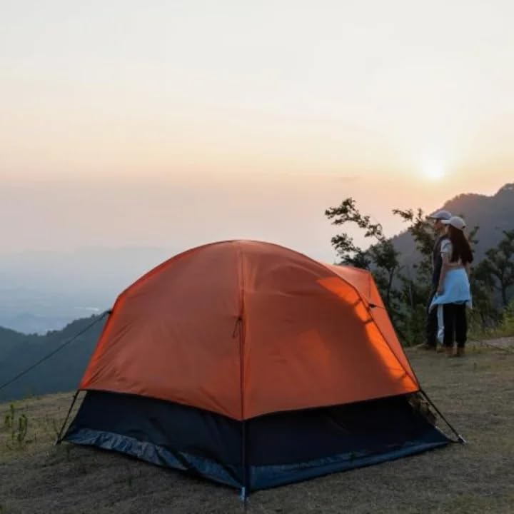 Carpa para camping 2-4 personas negra y naranja miniatura 2
