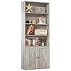 IRONCK Industrial Bookshelves and Bookcases with Doors Floor Standing 6 Shelf Display Storage Shelves 70 in Tall Bookcase Home Decor Furniture for Home Office, Living Room