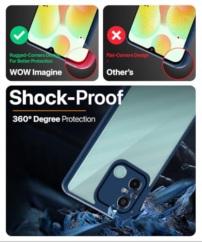 Image of WOW IMAGINE Shockproof Hybrid Back Cover for Xiaomi Redmi 12C | Poco C55 | Hard Slim fit Back Case | PC & TPU | Clear Transparent Case - Blue