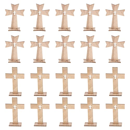 Cruces de madera sin terminar mini cruz de pie sagrada coleccionable decoración mesa Pascua