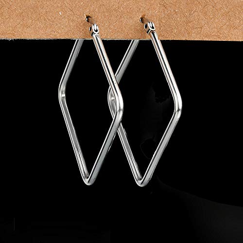 Women's 3 Pair Surgical Stainless Steel Hoop Earrings Set 50Mm Round 60Mm Square 50Mm Love Diameter #TOP4