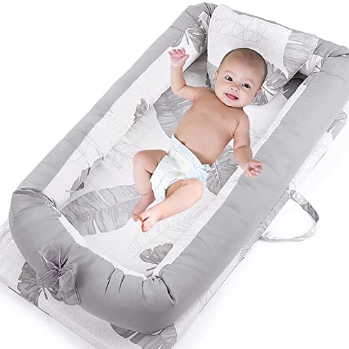 Image of Baby Lounger Cover Baby Nest Cover 100% Cotton Breathable Sleeping Bed Cover for Newborn Nest Co Sleeping Bed Machine Washable (Banana Leaf)